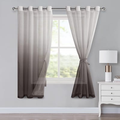 Dailygoods- Voile Gordijnen Set van 2 - Kleurverloop - Lusgordijnen - H 160 x B 140 cm - Voor Slaapkamer/Woonkamer - Hoogwaardige Kwaliteit