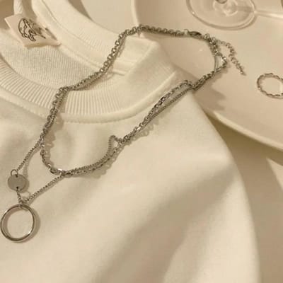Geometrische Cirkel Ketting Voor Vrouwen Trendy en Cool Hip-hop Dubbellaags Sleutelbeen Ketting Niche Ontwerp Trendy beige