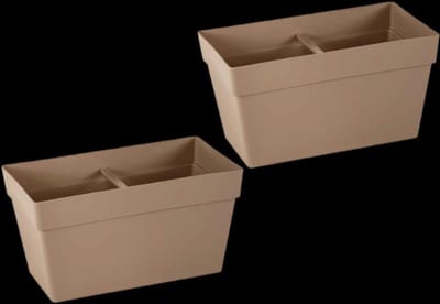 2st Mansion drainage plantenbak - Kruidenbak - Bloempot - Taupe - Duurzaam en lichtgewicht - Met drainage en waterschaal