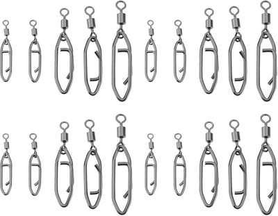 Dailygoods- Visclips 50 Stuks - Roestvrijstalen Snelwissel - Draaischarnier - Corrosiebestendig - Voor Zoutwater/Zoetwater - Totale Lengte 25-42 mm - Hengelclips