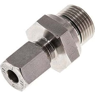 G 3/8'' Buitendraad x 22L RVS Rechte Knelfitting met FKM Afdichting 160 Bar DIN 2353 - FL2S-MO-STFP-038G-22-L