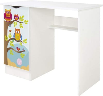 Kinderbureau - Tienerbureau Studiebureau - Thuiswerken Studeren - Met Ruime Kast - 90x50x77 cm - Uilen Print