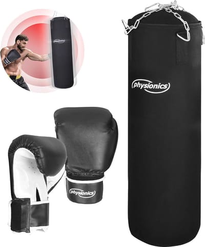 Bokszakset 25 kg met Bokshandschoenen en Vierpunts Stalen Ketting - Perfect voor Kickboksen en MMA