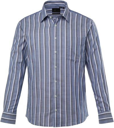 JP 1880 - Heren - Overhemd lange mouwen kentkraag Modern Fit - Blauwgrijs - Maat L