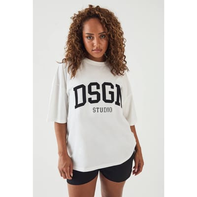 Dames Dsgn Studio Collegiate Applique Oversized T-shirt | Wit | Maat: Small