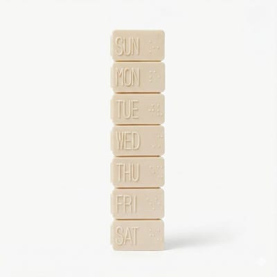 My7days Medicijndoosje 7 Dagen met Braille – Weekpillendoos met Dagindeling – Pillendoos 1 Week – Beige