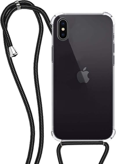 Hoesje - Geschikt voor Apple iPhone X - Met Koord - Shock Proof - Siliconen Case - Back Cover - Telefoonkoord - Telefoon Hoes Shockproof - Telefoonketting - Transparant