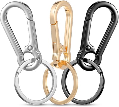 Dailygoods - Set van 3 metalen sleutelhangers met karabijnhaak