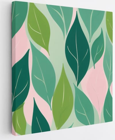 Saammp Canvas Schilderij - Planten - Roze - Abstract - 20x20 - Foto op canvas - Wanddecoratie - Muurdecoratie Woonkamer - Slaapkamer decoratie - Canvas Print