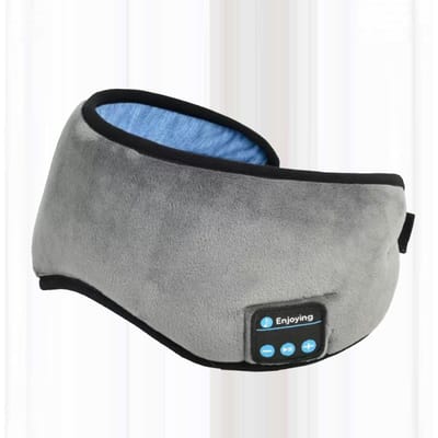 Slim Oogmasker Draadloos Bluetooth 5.0 Muziek Communicatie Lichtblokkerend voor Slaap Grijs grijs