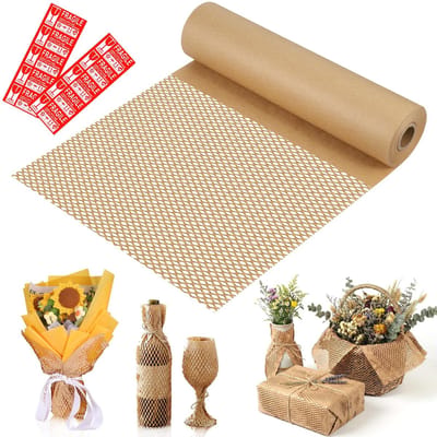 Dailygoods- Honingraatpapier 30 cm x 30 m - Verpakkingsmateriaal - Alternatief voor luchtkussenfolie - Milieuvriendelijk - Bescherming voor breekbare voorwerpen - Sterke beschermlaag - Verpakkingspapier