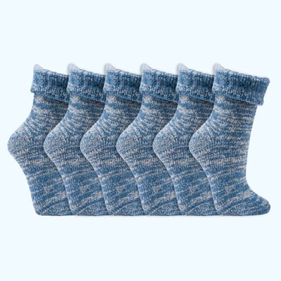 Wollen sokken | Thermo sokken | Kleur: Blauw | Diverse maten | 6 paar
