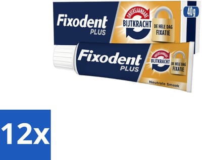 12 x Fixodent Kleefpasta Plus Dual Power 40 gr - Kleefpasta Kunstgebit - Onverslaanbare Bijtkracht - Kunstgebit Fixatie - Bijtkracht Kunstgebit - Kunstgebit Comfort