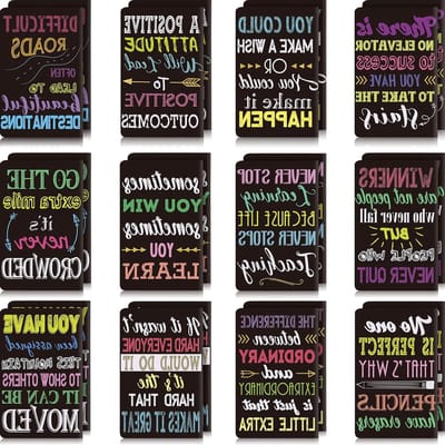 24 Stuks Inspirerende Notitieblokken - Mini Motivatie Notebooks voor School, Kantoor en Reizen - Perfecte Cadeau Accessoires in 12 Stijlen (Zwart)