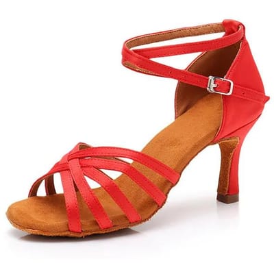 Professionele Hiel 7cm/5cm Knooploos Satijn Salsa Tango Danszaal Latijnse Dansschoenen Vrouw Latijnse Dans Mujer 39 brown