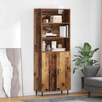 vidaXL - Highboard - 2 - st - Oud - Hout - 69,5 - x - 32,5 - x - 180 - cm - Bewerkt - hout