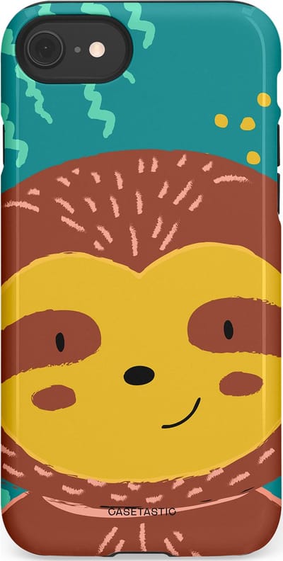 Casetastic hoesje geschikt voor Apple iPhone SE / Apple iPhone 7 / Apple iPhone 8 - Dubbellaagse bescherming - Vrolijke luiaard - Fashion Case - Terracotta Petrol Goud