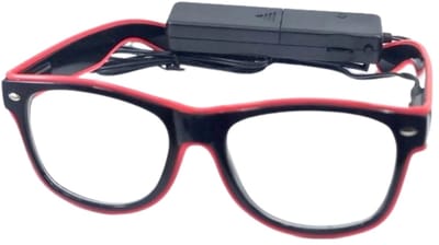 Doppler R&B LED Partybril – Rood – UV400 Neon - Batterij-Aangedreven Feestbril - Techno Party Glasses - Men & Women - Lichtgevende Bril - Bril met LED verlichting - Bril met Licht - Perfect voor Feesten & Bruiloften & Koningsdag