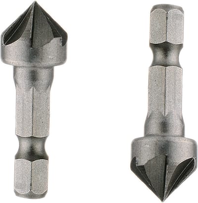 DW4Trading Verzinkboor 6-kant Schacht - Set van 2 - Ontbramen - Wolfraam Staal - Opname Hex 1/4"
