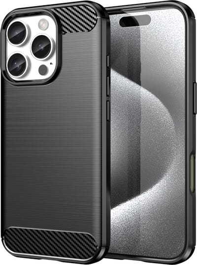 Coverup Hoesje - Geschikt voor iPhone 16 Pro Hoesje - Coverup Armor Brushed TPU Back Cover - Zwart