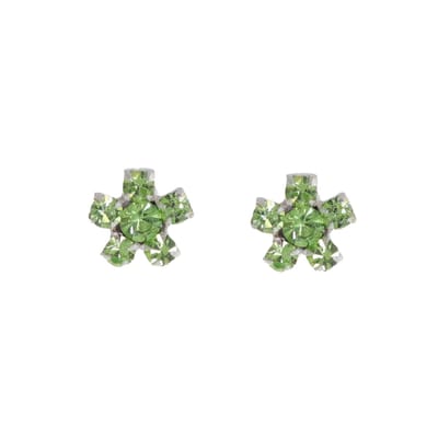 Behave - Oorbellen - Bloem - 925 Sterling Zilver - Groene Kristal steentjes