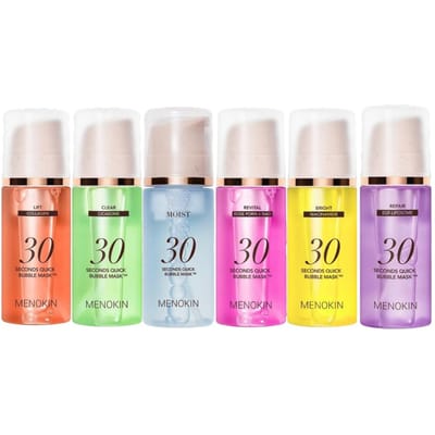 Menokin Mini Masque Bulle Coffret Découverte Hydratation Rapide Soin des Pores 30ml x 6 pink