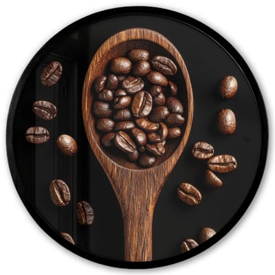 Poster in lijst Rond - Fotolijst 40x40 cm - Posters - Hout - Zwart - Koffiebonen - Ronde posterlijst zwart - Decoratie - Wanddecoratie woonkamer - Muurdecoratie slaapkamer