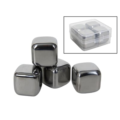 EliteCool - RVS Koelblokjes Set - Herbruikbaar - Smeltvrij - 4 Stuks -