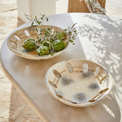 LOBERON Decoratieve schaal set van 2 Delunas grijs/crème
