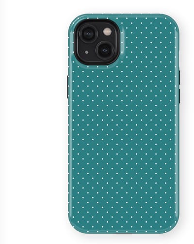 Micro Dots Tough Hoesje geschikt voor iPhone 14 Plus | Geschikt Voor Mag | Stippen Motief Backcover geschikt voor iPhone 14 Plus Deep Teal