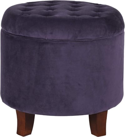 Opbergpoef Fluweel - Voetenbank Deksel - Extra Zetel - Gedetailleerd Gestoffeerd - 48x48x46 cm - Paars