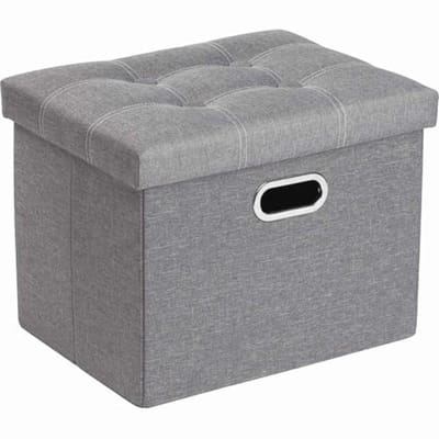 Opklapbare Bank met Opbergruimte voor Hal, Woonkamer en Slaapkamer - Stevige Zitting, Tot 130 kg, 43 x 33 x 33 cm (Lichtgrijs)