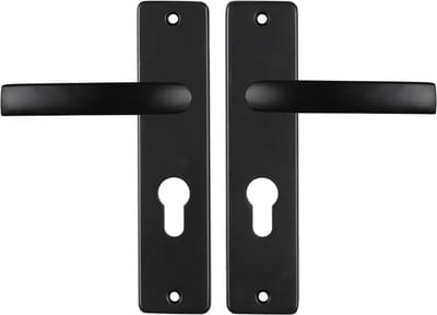 Starx Deurklink Zwart â€“ Deurbeslag â€“ Deurschild voor Profielcilinder (PC55) â€“ Deurklink Blok
