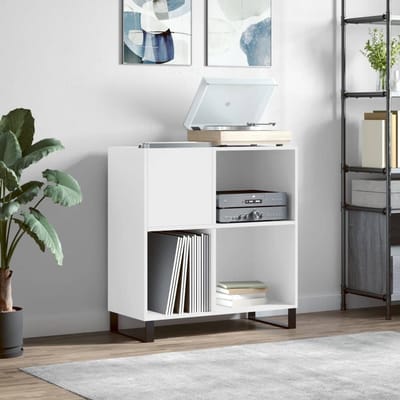 Plaatkast Opslag - Cd rek - Muziek Collectie - Vochtbestendig Hout - 84x38x89 cm - Wit