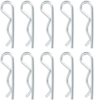 10 stuks trekhaakpenclips, 1,8 mm x 32 mm, R clips van koolstofstaal, draadhaarspelden, splinten, splintassortiment kit clips voor aanhangers, tractoren, vrachtwagenpennen, zilver