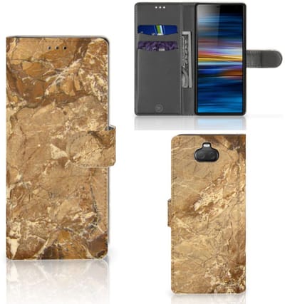 Sony Xperia 10 Bookcase Marmer Creme