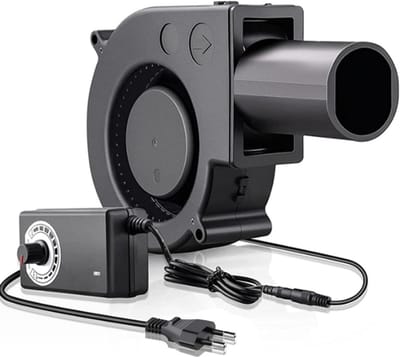 GELLDG Haardventilator - Ventilator - Koelventilator met controller - Ventilatieventilator - Vervangingsventilator voor barbecue - Gashaard - Turbineventilator voor verwarming - Geschikt voor barbecues, picknicks - Zwart