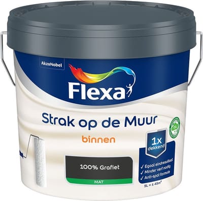 Flexa - Strak Op De Muur Binnen Mat - 100% Grafiet - Mengverf - 5 L