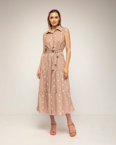 Midi-blousejurk met borduursels