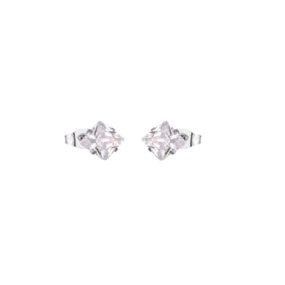 Aramat Jewels | Oorbellen | Zilverkleurige Vierkante zirkonia Oorbellen | 3mm | | | Staal | Kinderen, Volwassenen | Verkleurd niet