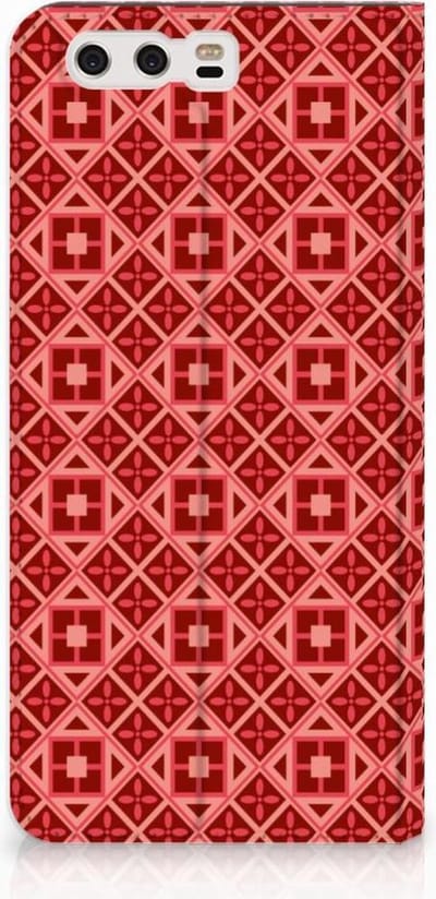 Standcase Hoesje voor Huawei P10 Plus Hoesje met Magneet Batik Rood