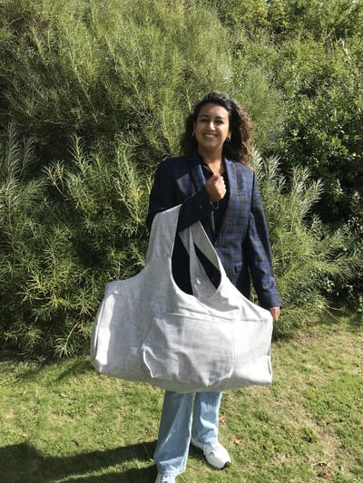 ZENSEOUS Duurzaam Yoga Pilates Shopper Weekend Schouder Reis Cabine Sport Strand Bag XXL Licht Grijs of Licht Beige