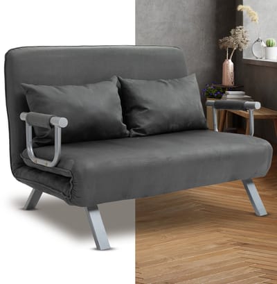 Slaapbank - Uitklapbaar - Slaapstoel - Logeerbed - Zetelbed - Slaapfauteuil - Vouwbed - 2 persoons - Zeer comfortabel - Donkergrijs