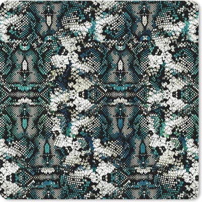 Muismat 20x20 cm - Mousepad Dierenprint - Wit - Turquoise - Schubben - Muismatten
