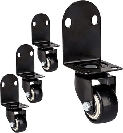 Zwenkwielen 2 stuks - Meubelwielen L-beugel - Meubels Verplaatsen - Met Remmen - 1.5 inch - Grijs