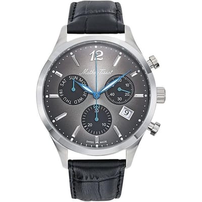 Mathey-Tissot Urban Chrono Leren Band Zwarte Wijzerplaat Kwarts H411CHALN Herenhorloge zwart