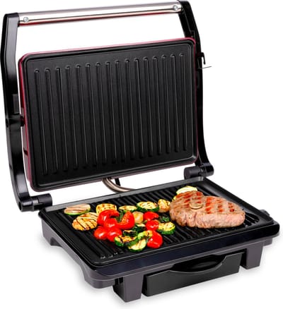alpina Contact Grill - Tosti IJzer - Anti-aanbaklaag - 1000W - Zwart/Rood