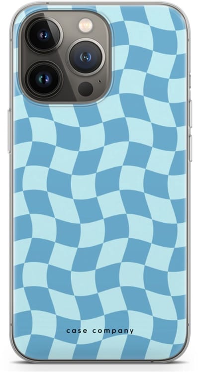 Case Company® - Hoesje geschikt voor iPhone 13 Pro hoesje - Grid Blauw - Soft Cover Telefoonhoesje - Bescherming aan alle Kanten en Schermrand