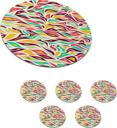 Onderzetters voor glazen - Rond - Bladeren - Lijn - Patronen - 10x10 cm - Glasonderzetters - 6 stuks