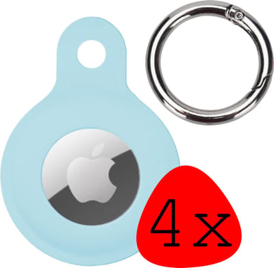 Hoesje Geschikt voor Apple AirTag Hoesje Case Hoesje Geschikt voor Apple AirTag Sleutelhanger Siliconen Hoes - Lichtblauw - 4 Stuks